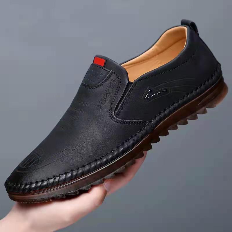 Trendy soft leather men's non-slip and wear-resistant cowhide casual shoes