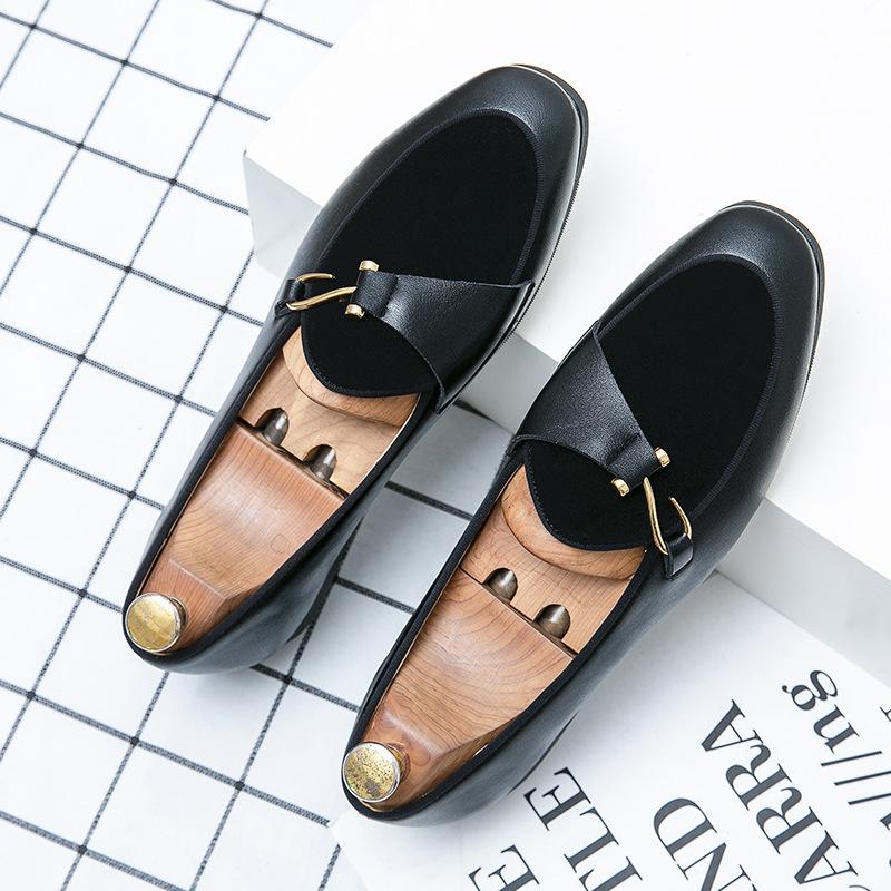 Stylish buckle men's leather loafers