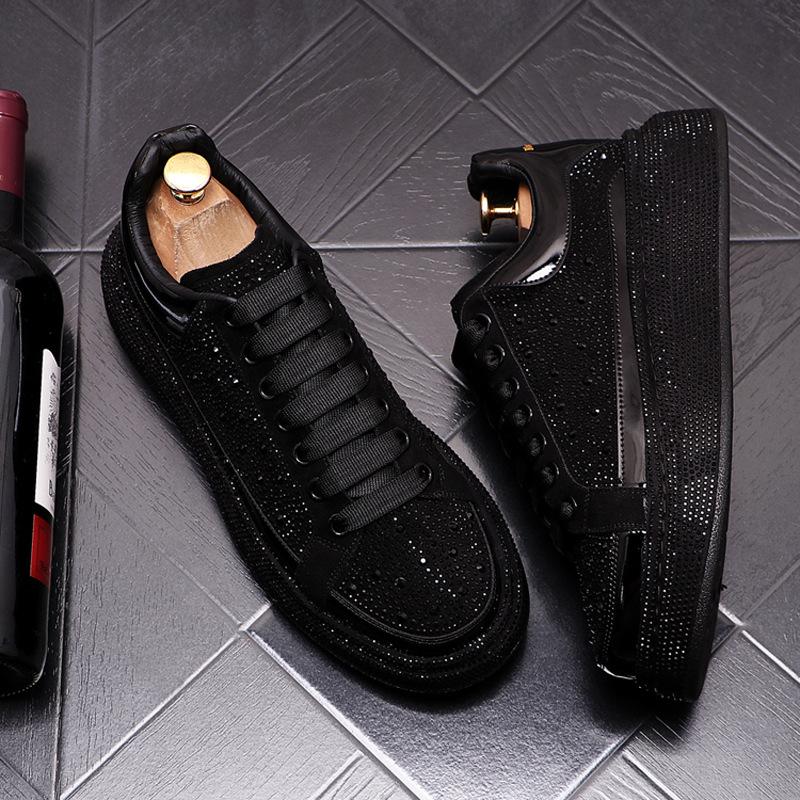 Trendy rhinestone men's sneakers