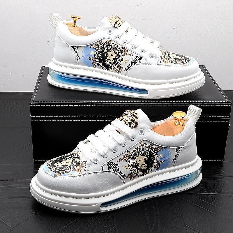 Trendy print platform cushion heightened men's versatile casual shoes