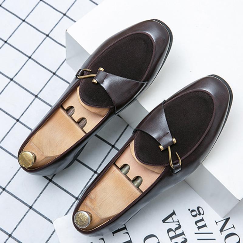 Stylish buckle men's leather loafers