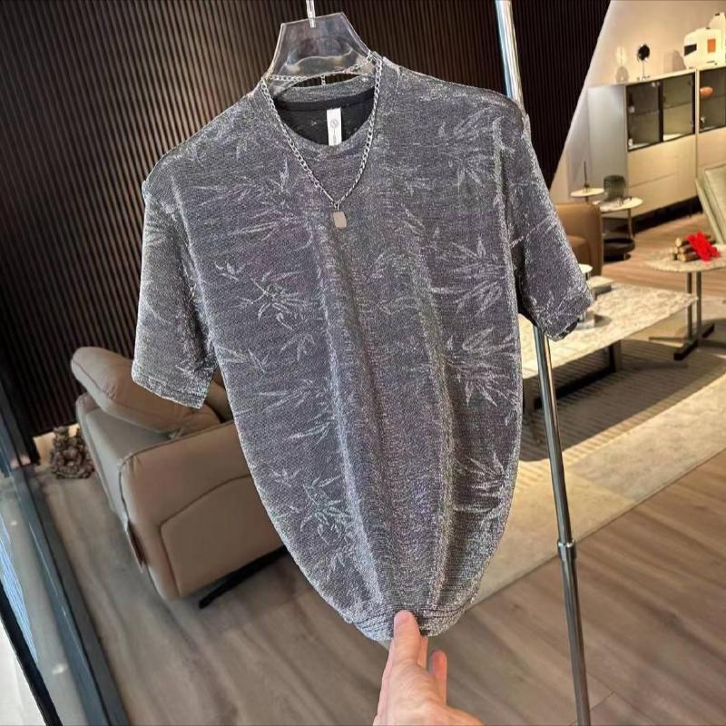 Trendy jacquard breathable men's t-shirt