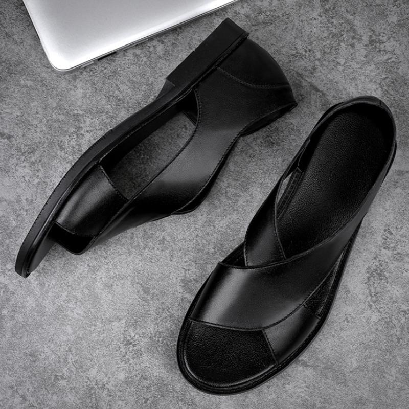 Men's cowhide new casual summer soft sole anti-slip beach sandals