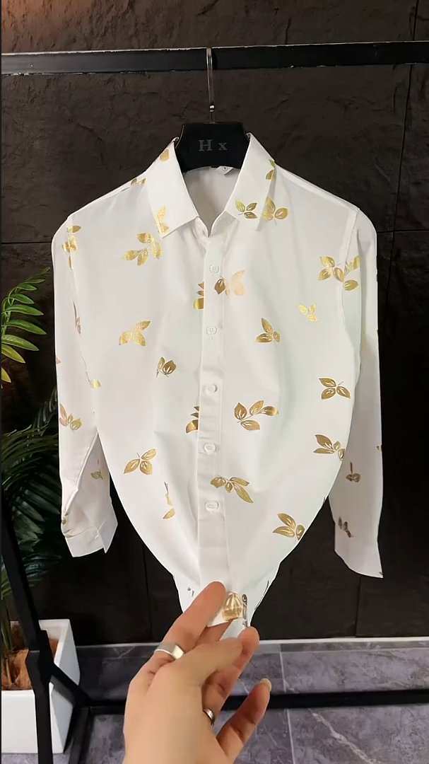 Trendy printed stretch long-sleeved shirt