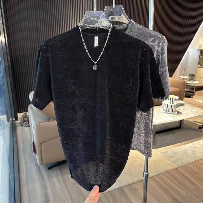 Trendy jacquard breathable men's t-shirt