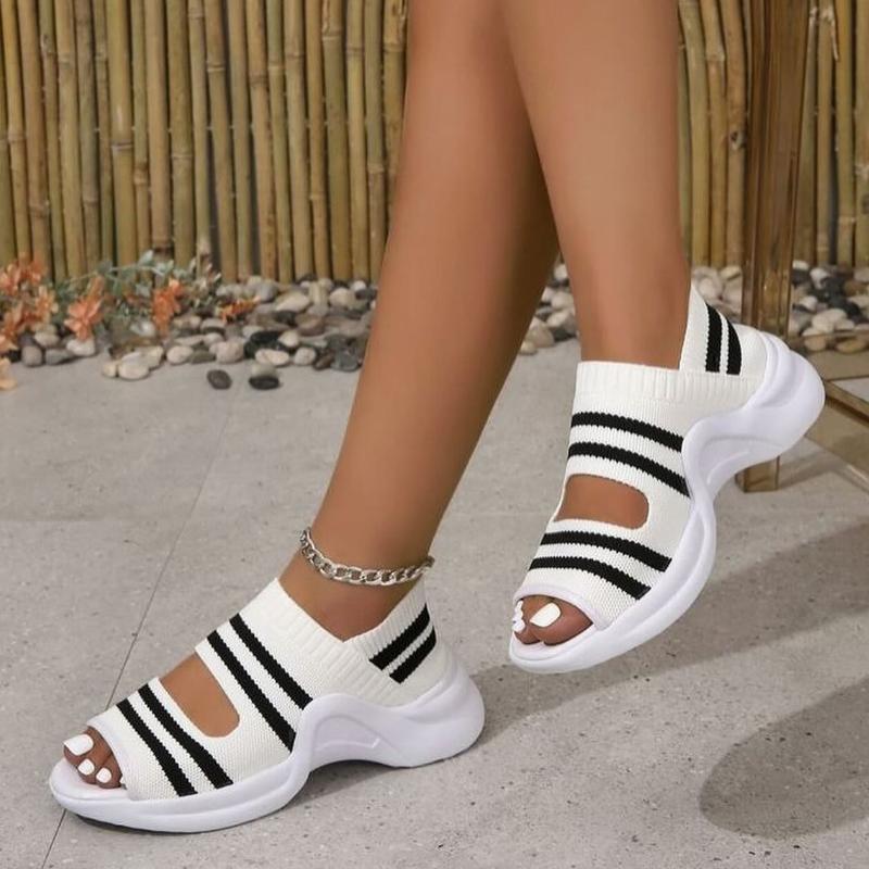 Stylish striped sports casual mesh knitted sandals