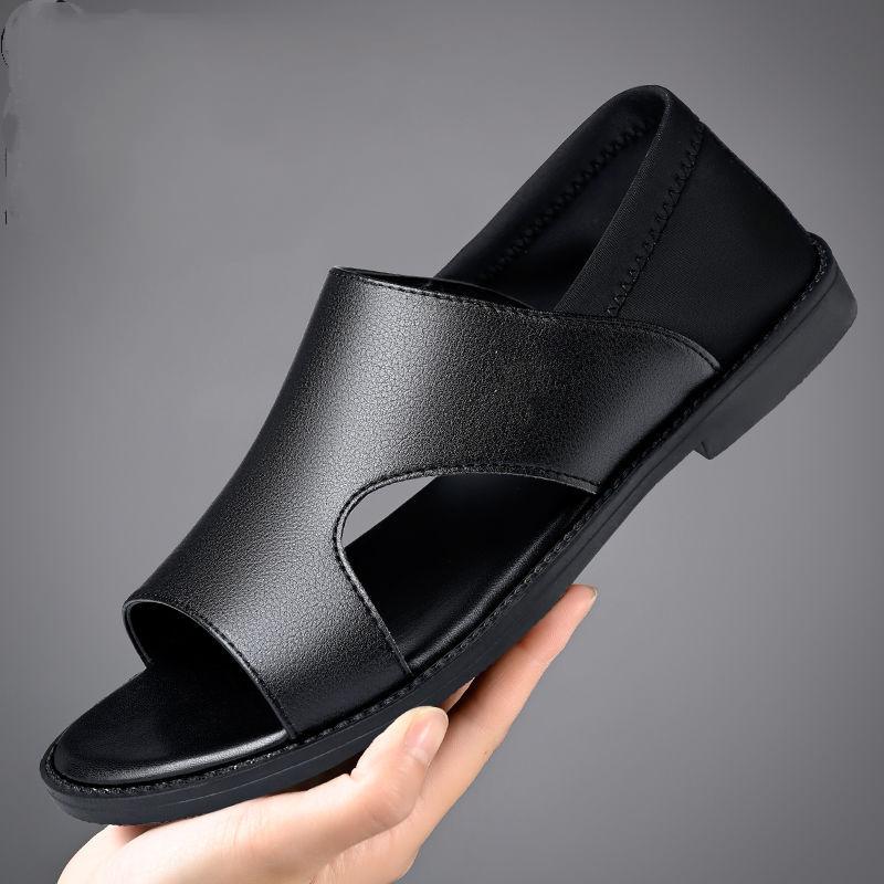 Trendy soft-soled casual breathable leather beach sandals