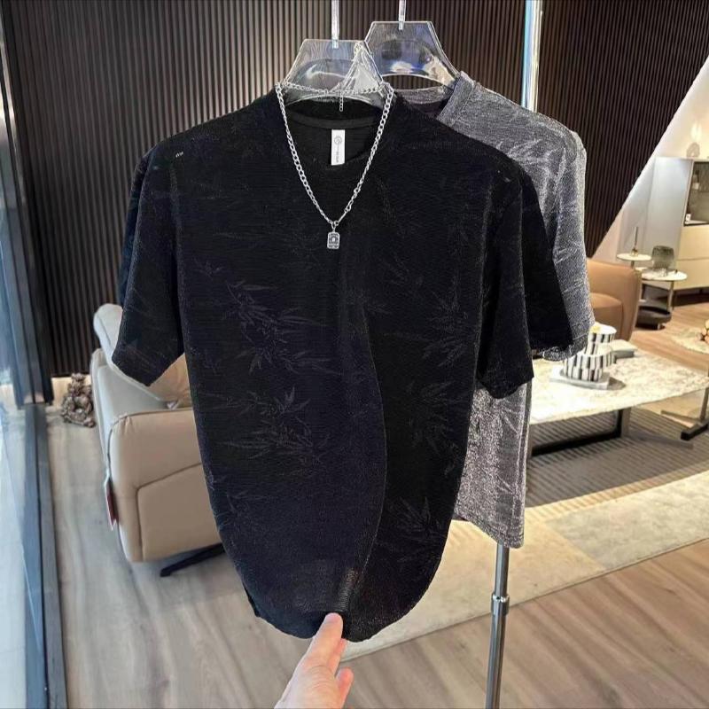 Trendy jacquard breathable men's t-shirt