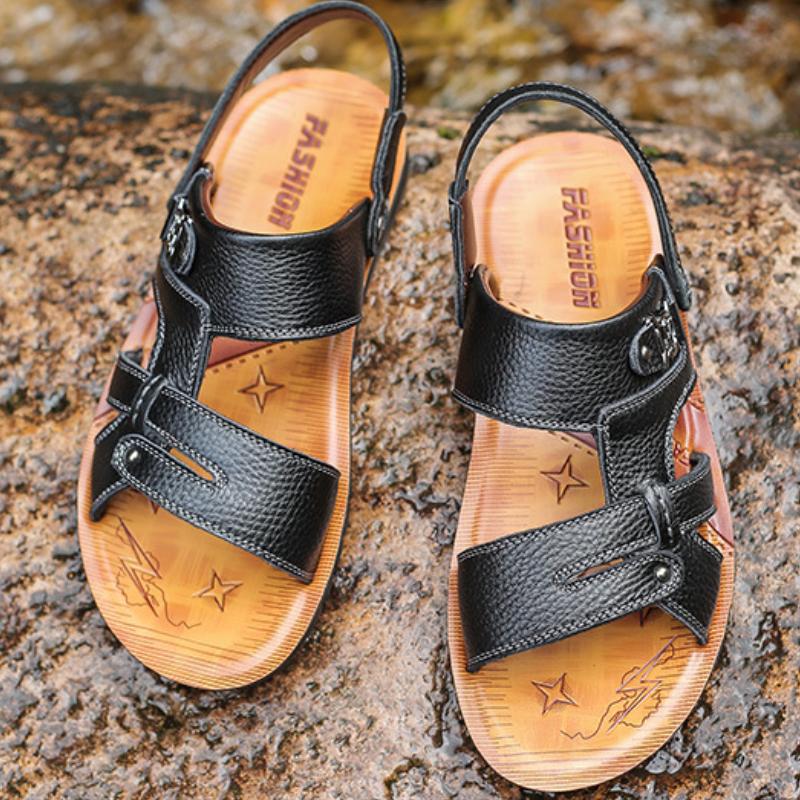 Summer new genuine leather non-slip cowhide men's beach sandals