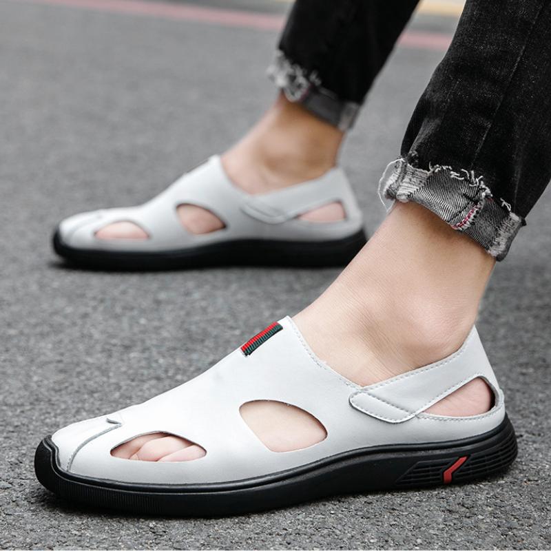 Trendy new cowhide hollow breathable casual lightweight summer casual leather shoes