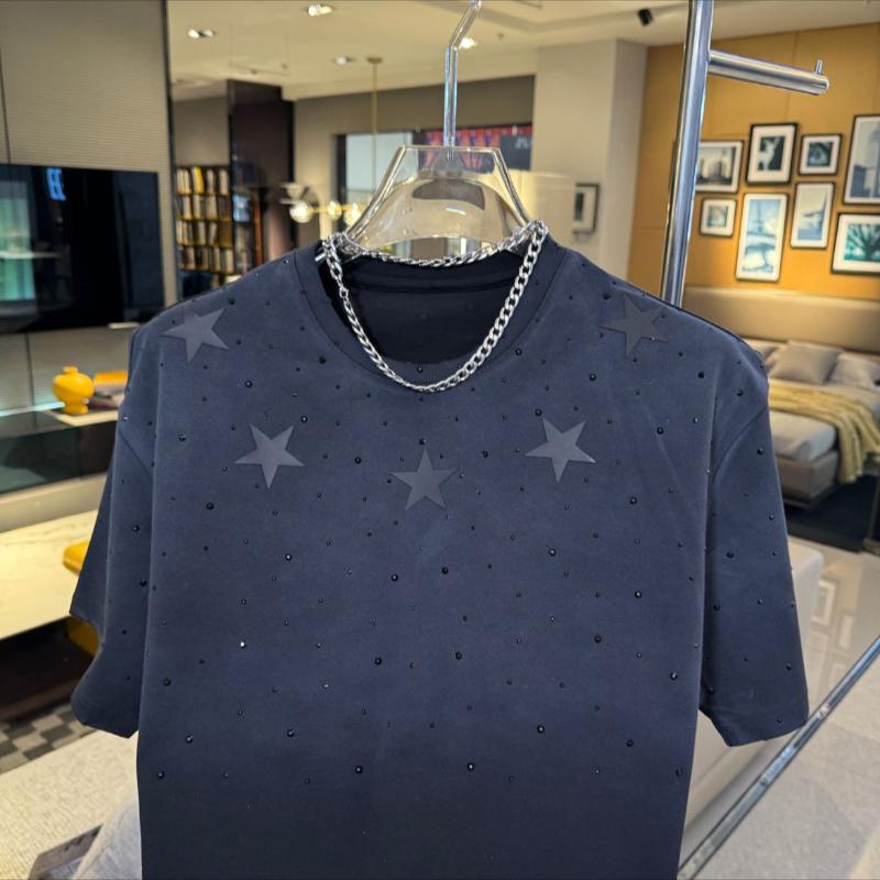 Trendy star print diamond men's T-shirt