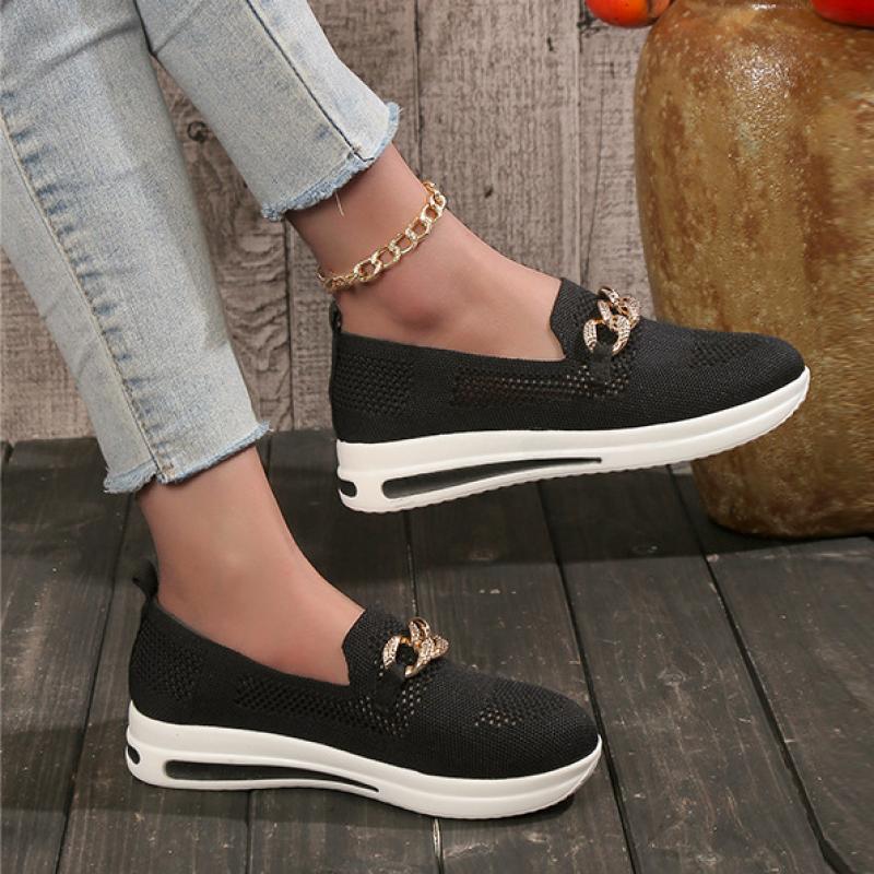 Women Newbella Chain Decor Mesh Comfort Flat Lofers