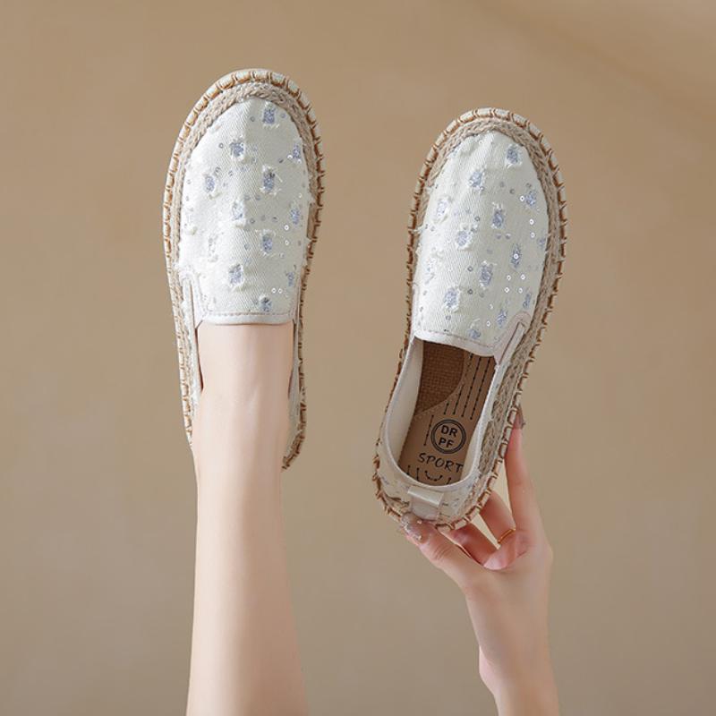 Stylish new thick-soled casual shiny canvas shoes