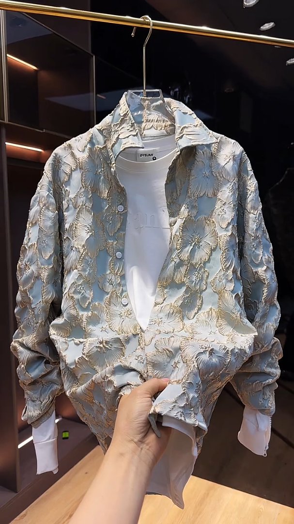 Trendy 3D Embroidered Carved Men's Shirt Jacket