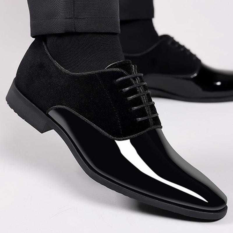 Trendy suede stitching men's formal business leather shoes