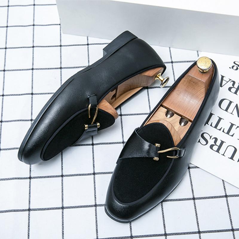 Stylish buckle men's leather loafers