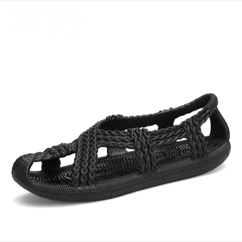 Retro trendy woven breathable men's personalized soft-soled beach sandals