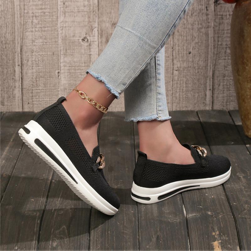 Women Newbella Chain Decor Mesh Comfort Flat Lofers