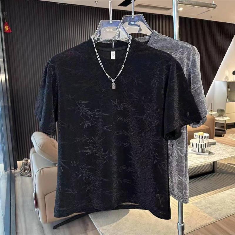 Trendy jacquard breathable men's t-shirt