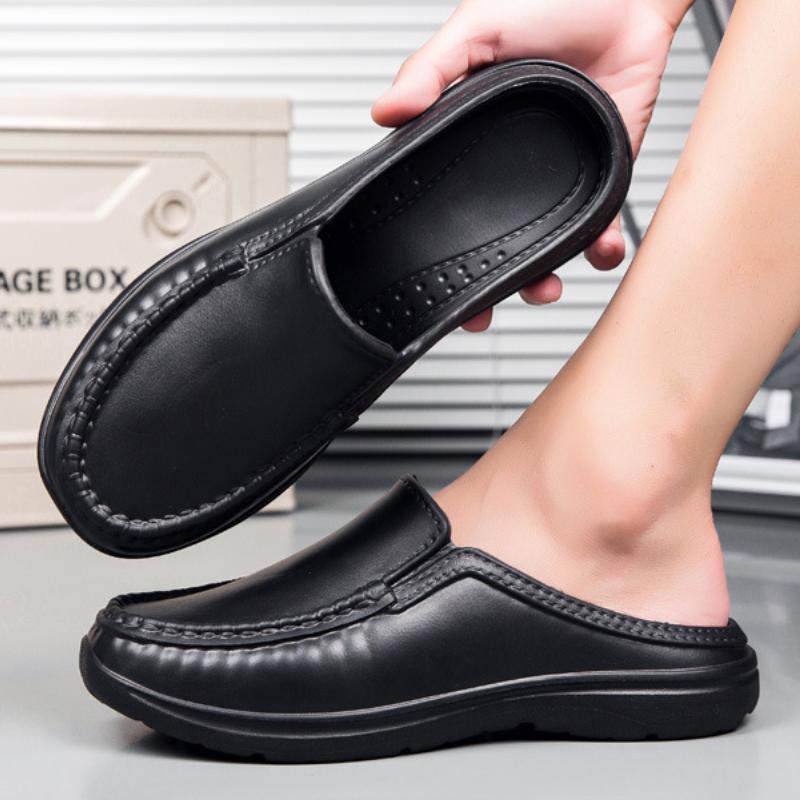 Men's non-slip lightweight breathable semi-slip leather shoes