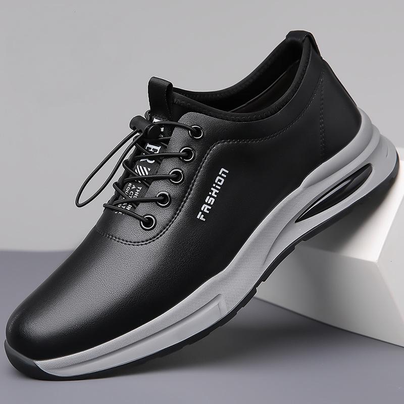 Stylish soft leather thick sole men's business casual sneakers