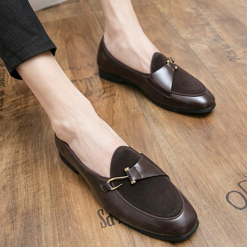 Stylish buckle men's leather loafers