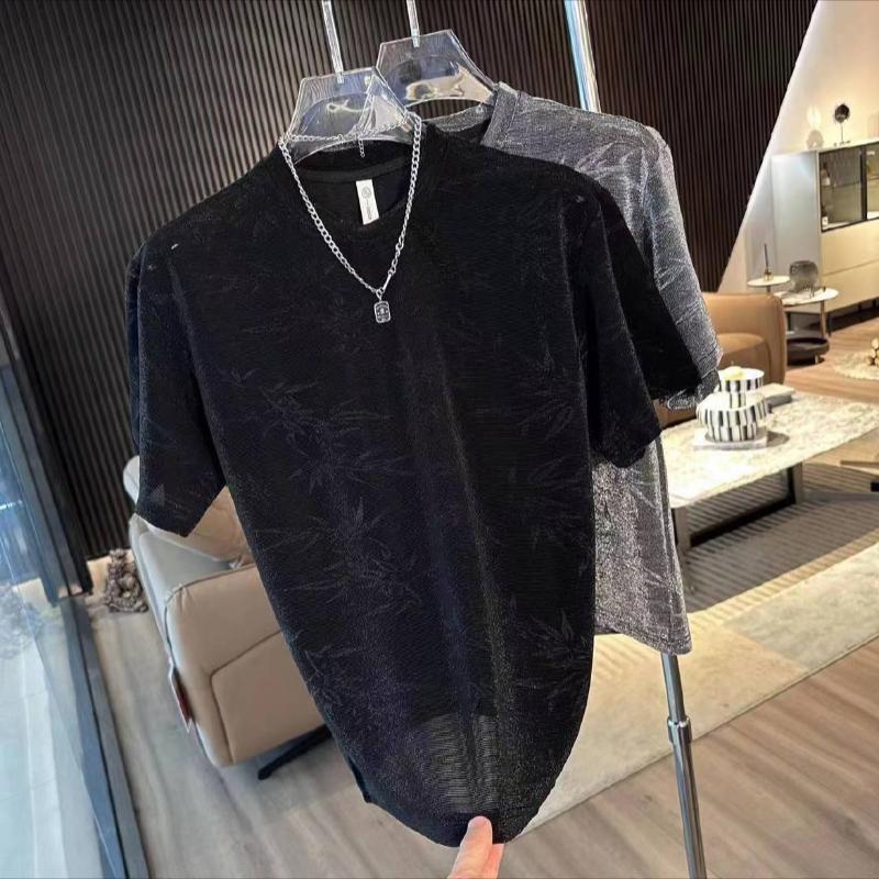 Trendy jacquard breathable men's t-shirt