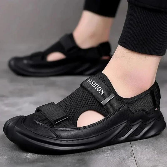 Trendy mesh breathable men's outdoor casual soft-soled sandals