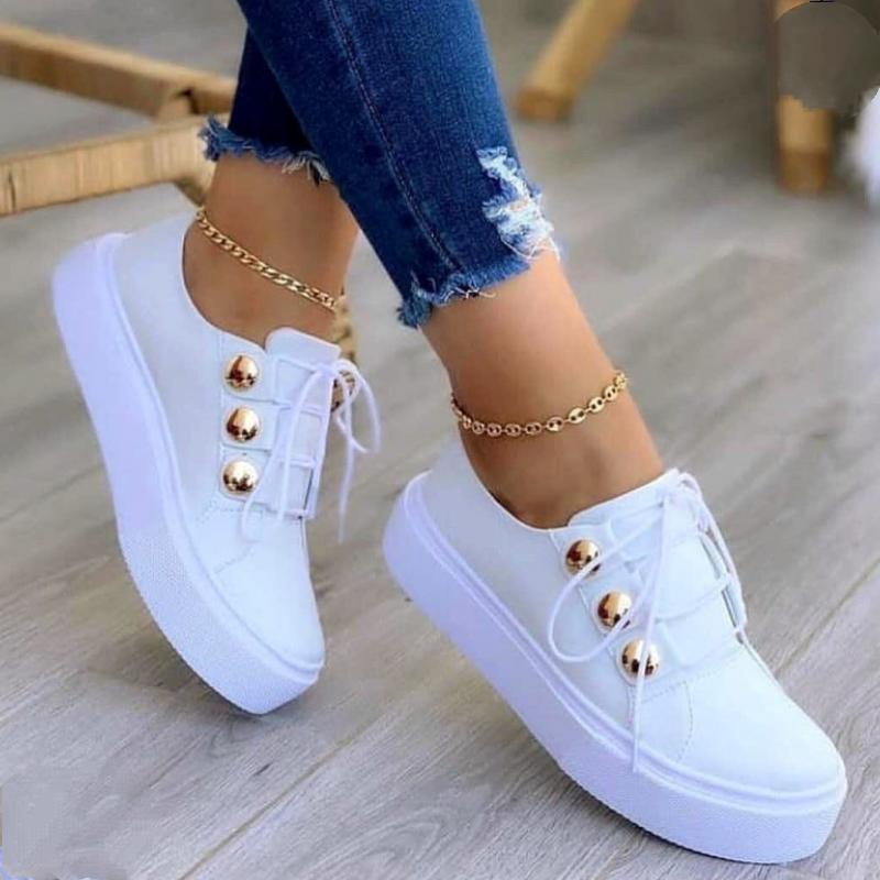 Women's platform lace-up stud shoes