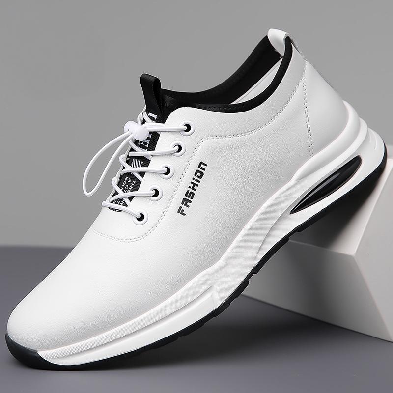 Stylish soft leather thick sole men's business casual sneakers