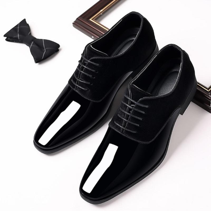 Trendy suede stitching men's formal business leather shoes