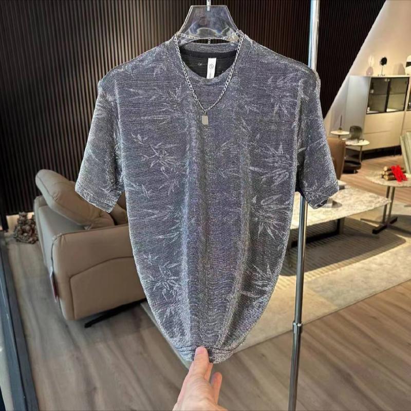 Trendy jacquard breathable men's t-shirt