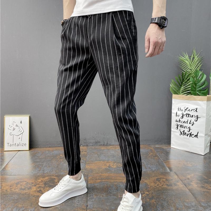 Striped stretch men's trousers