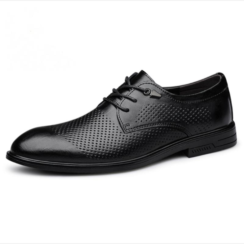 Trendy hollow breathable men's leather shoes