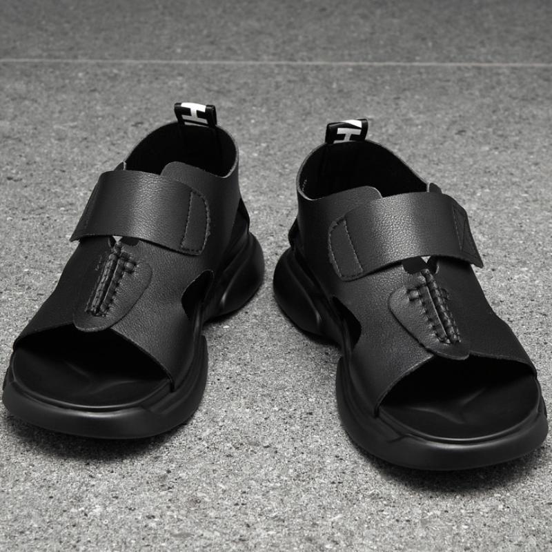 Men's summer breathable casual platform non-slip velcro leather sandals