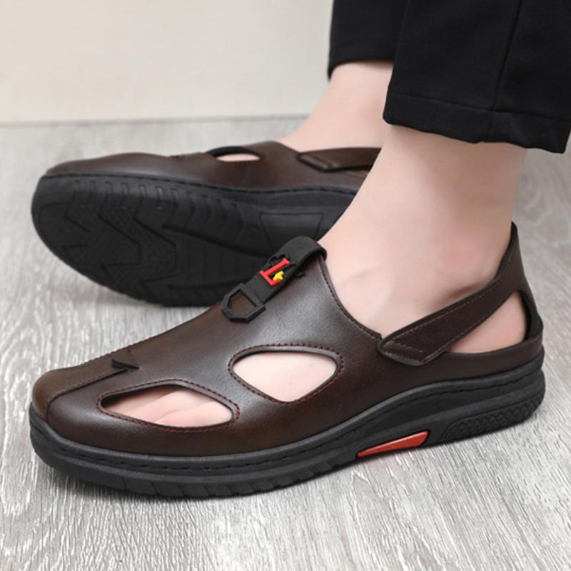 Summer new cowhide casual lightweight soft sole men's beach sandals