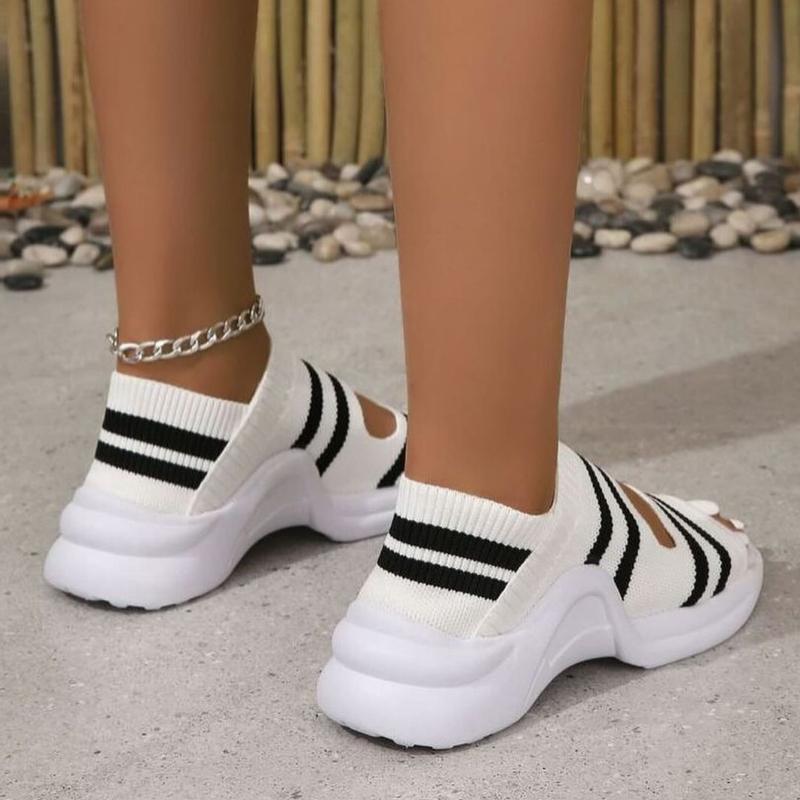 Stylish striped sports casual mesh knitted sandals