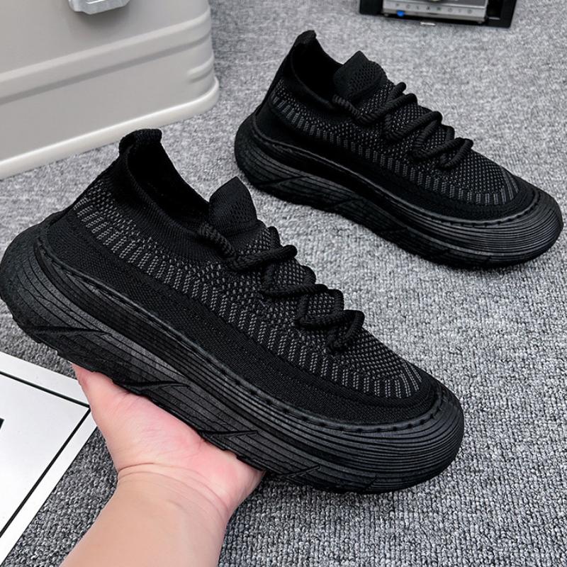 Trendy lace-up fly-knit thick-soled non-slip breathable casual sneakers