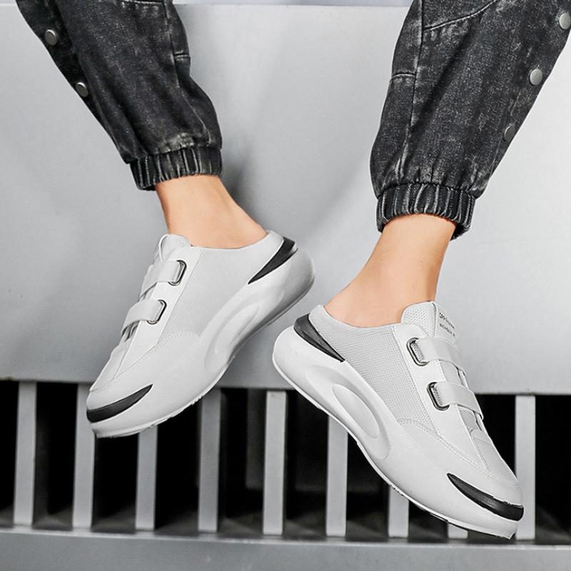 New stylish mesh breathable platform cushioned semi-slippers