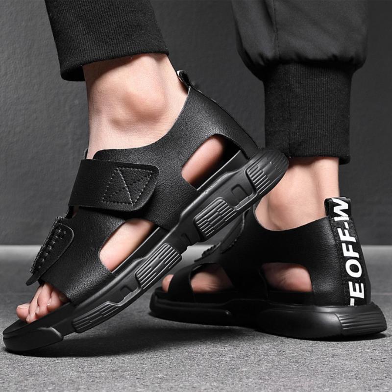 Men's summer breathable casual platform non-slip velcro leather sandals