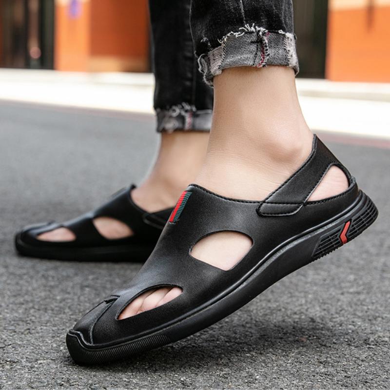 Trendy new cowhide hollow breathable casual lightweight summer casual leather shoes