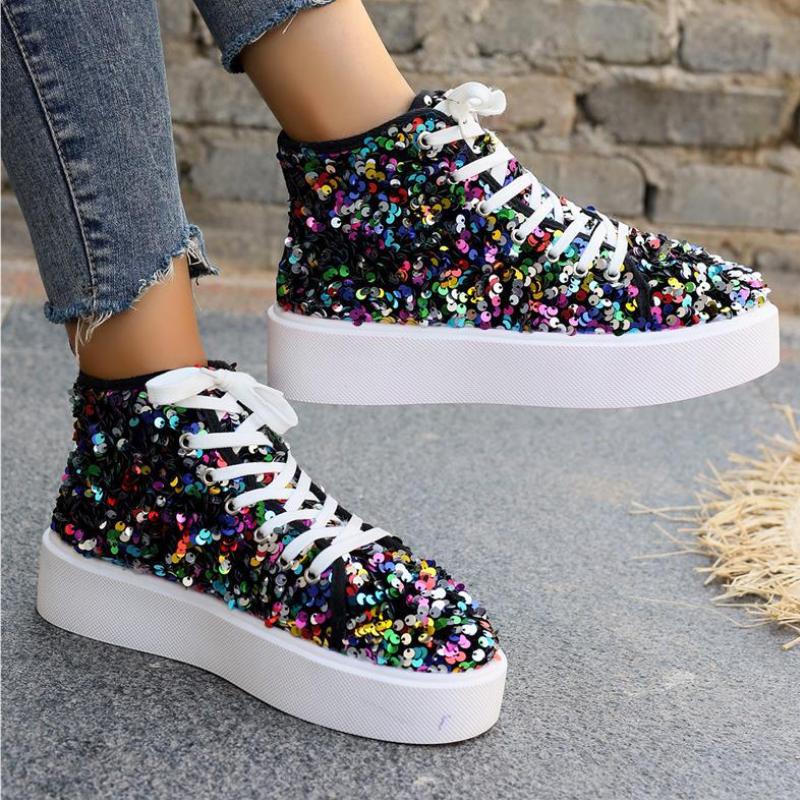 Stylish new sequined thick-soled sports ankle boots