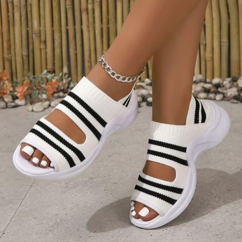 Stylish striped sports casual mesh knitted sandals