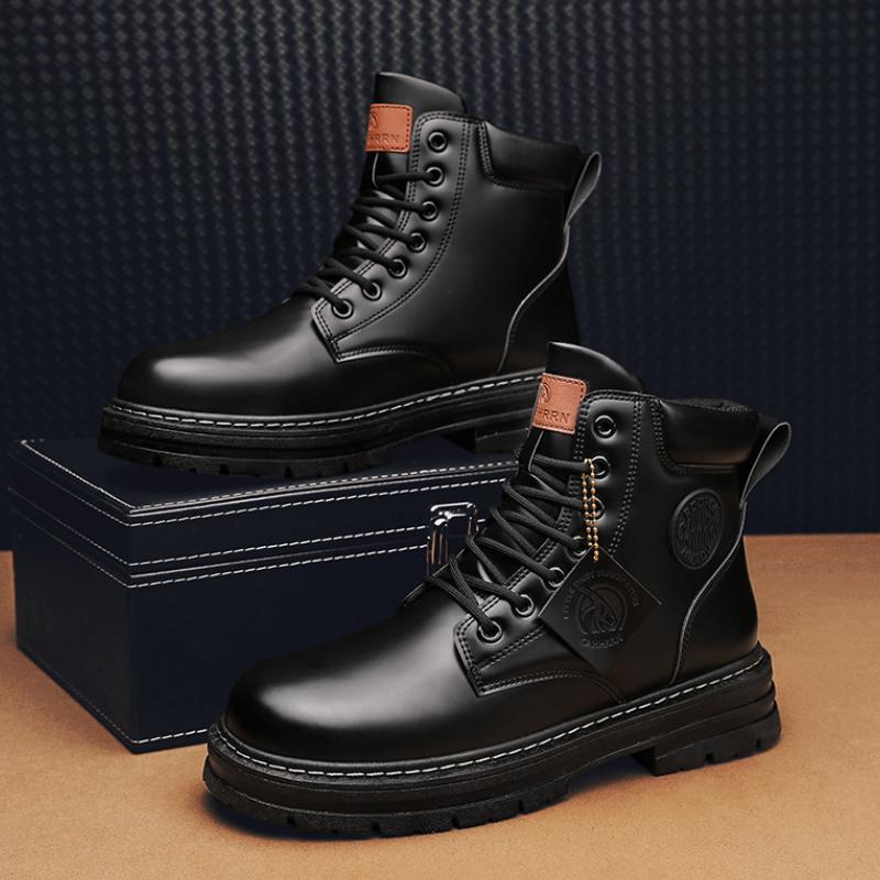 Men's lace-up plus velvet warm martin boots