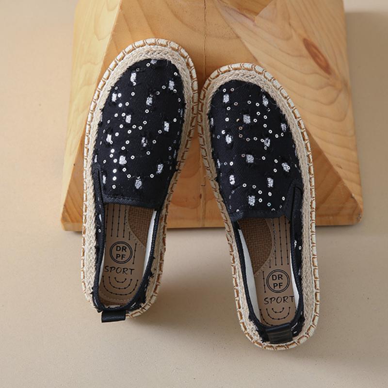 Stylish new thick-soled casual shiny canvas shoes