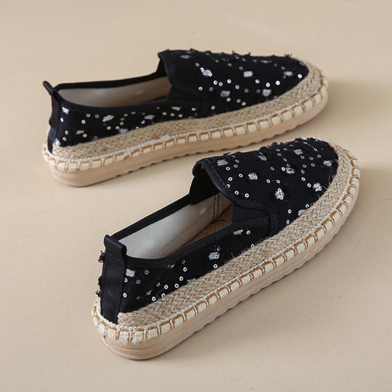 Stylish new thick-soled casual shiny canvas shoes