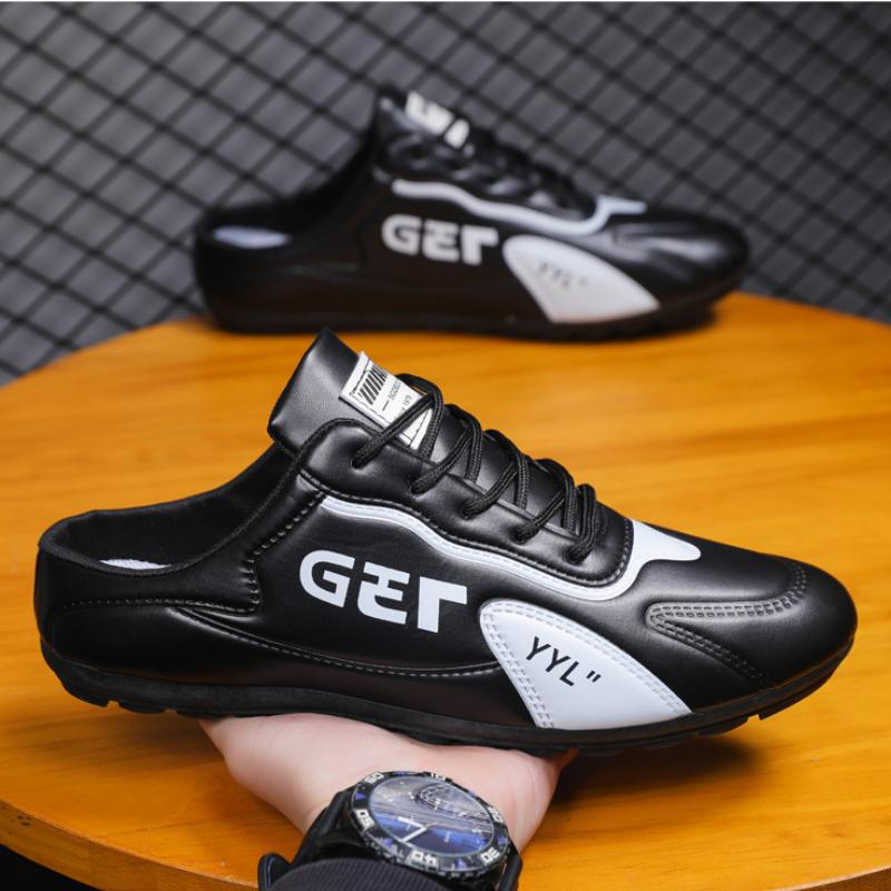 New men's casual leather sports slippers